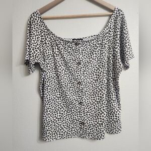 Leopard Print Button-Down Women's Top Urban Episode Leopard Print Ribbed